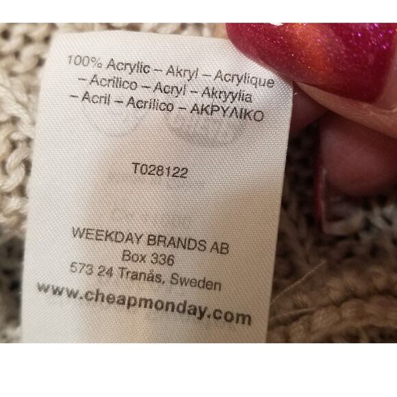 Cheap Monday "Shannon Sweater" Woman's Casual Size Small Tan Dolman Sleeve Top - Picture 8 of 11